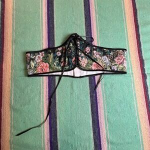 Scarlet Darkness Corset Belt Womens 18 Black Floral Tapestry Lace Up Renaissance